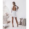 The Best Fashion Women Bodycon Women Sexy Long Sleeve Backless Lace Dress Cascading Contrast Ruffles Floral Mini Party Hollow out Dress Online - Hplify
