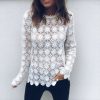 The Best Fashion Women Boho Beach Holiday Summer Loose Casual Chiffon Lace Floral Embroider White Tops Femme Ladies Mesh Shirt Online - Hplify