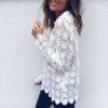The Best Fashion Women Boho Beach Holiday Summer Loose Casual Chiffon Lace Floral Embroider White Tops Femme Ladies Mesh Shirt Online - Hplify