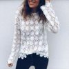 The Best Fashion Women Boho Beach Holiday Summer Loose Casual Chiffon Lace Floral Embroider White Tops Femme Ladies Mesh Shirt Online - Hplify
