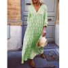 The Best Fashion Women Boho Deep V Neck Floral Long Maxi Dress Tunic Beach Kaftan Holiday Club Casual Loose Dresses Sundress Online - Hplify