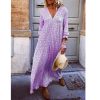 The Best Fashion Women Boho Deep V Neck Floral Long Maxi Dress Tunic Beach Kaftan Holiday Club Casual Loose Dresses Sundress Online - Hplify