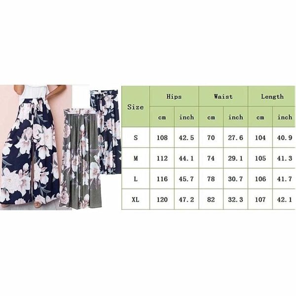 The Best Fashion Women Boho Floral High Waist Long Pants Palazzo Baggy Wide Leg Ladies Summer Loose Casual Trousers Online - Hplify
