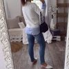 The Best Fashion Women Casual Bowknot Round Neck Pullover Blouse Tops Autumn Lady Long Sleeve Patchwork Sweater Jumper Shirt Online - Hplify
