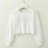 The Best Fashion Women Casual Long Sleeve Solid Sweatshirt Jumper Summer Autumn Holiday Casual Sportwear Crop Top Loose Pullover Coat Online - Hplify