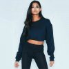 The Best Fashion Women Casual Long Sleeve Solid Sweatshirt Jumper Summer Autumn Holiday Casual Sportwear Crop Top Loose Pullover Coat Online - Hplify