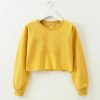 The Best Fashion Women Casual Long Sleeve Solid Sweatshirt Jumper Summer Autumn Holiday Casual Sportwear Crop Top Loose Pullover Coat Online - Hplify