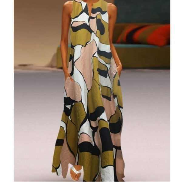 The Best Fashion Women Casual Sleeveless Summer Loose Long Maxi Dress Boho O-neck Unique Design Beach 2019 New Ladies Dress Online - Hplify