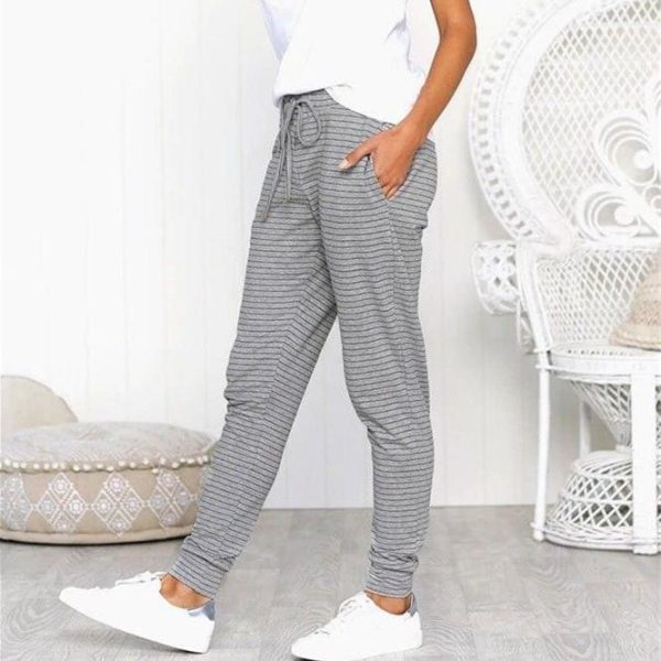 The Best Fashion Women Casual Sweatpants Stripes Drawstring Loose Jogger Dance Harem Pants Sports Baggy Slacks Trousers Online - Hplify