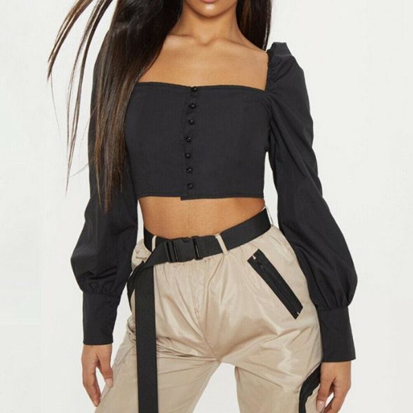 The Best Fashion Women Casual Tank Crop Tops Vest Blouse Ladies Casual Off Shoulder Long Sleeve Tee Shirt Tops Streetwear Online - Hplify