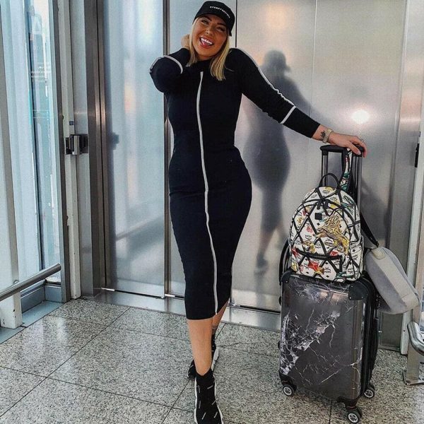 The Best Fashion Women Contrast Color Long Sleeve Temperament Fitness Summer Long Sleeve Bodycon Stretch Pencil Dress Online - Hplify