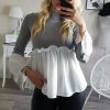The Best Fashion Women Crew Neck Long Sleeve Tops Autumn Ladies Casual Ruffle Hem T Shirt Pullover Tops weater Jumper Online - Hplify