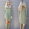 The Best Fashion Women Dress Long Sleeve Solid Casual Autumn Loose T-Shirt Long Loose Blouse Tops Mini Short Dress Online - Hplify
