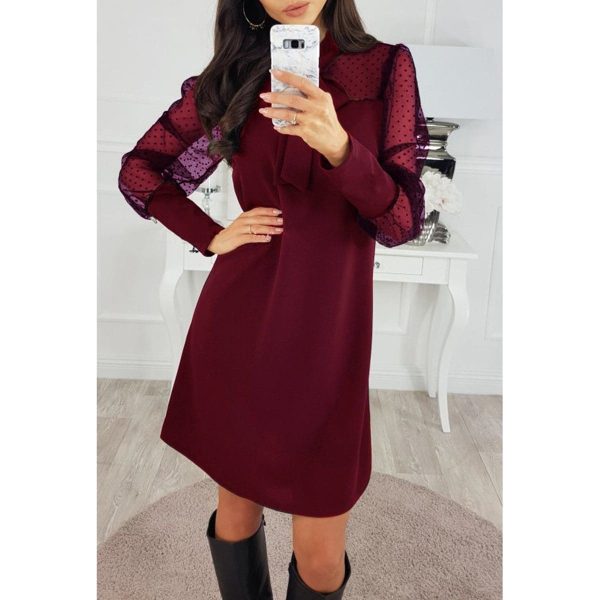 The Best Fashion Women Elegant Evening Party Club Loose Dress Women Ladies Casual Mesh Puff Long Sleeve Dress vestidos Online - Hplify