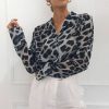 The Best Fashion Women Elegant Leopard Printed Blouse Top New Ladies Casual Workout Loose V-Neck Long Sleeve Blouse Shirt Online - Hplify