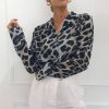 The Best Fashion Women Elegant Leopard Printed Blouse Top New Ladies Casual Workout Loose V-Neck Long Sleeve Blouse Shirt Online - Hplify