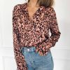 The Best Fashion Women Elegant Leopard Printed Blouse Top New Ladies Casual Workout Loose V-Neck Long Sleeve Blouse Shirt Online - Hplify