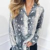 The Best Fashion Women Elegant Leopard Printed Blouse Top New Ladies Casual Workout Loose V-Neck Long Sleeve Blouse Shirt Online - Hplify