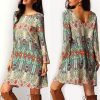 The Best Fashion Women Floral Boho Chiffon Sundress Ladies Casual Long Sleeve Summer Beach Holiday Loose Short Mini Dress Online - Hplify