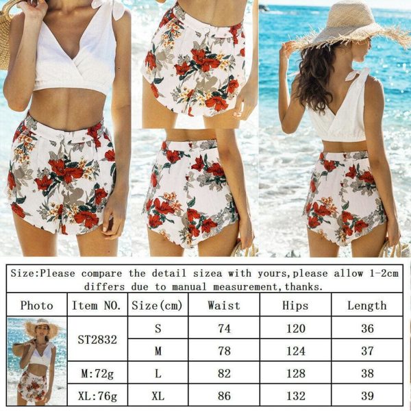 The Best Fashion Women Floral High Waist Shorts Summer Casual Printed Ladies Beach Holiday Travel Loose Trouser New Online - Hplify