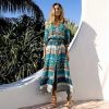 The Best Fashion Women Floral Long Maxi Dress Evening Party Ladies Half Sleeve Beach Dresses Summer Loose Sundress Online - Hplify
