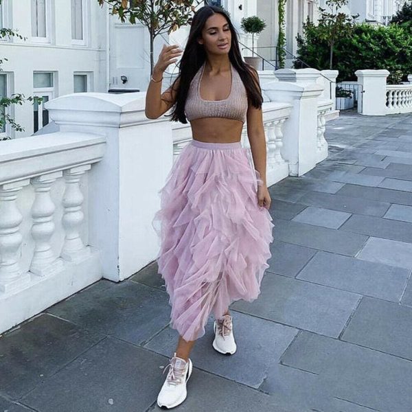 The Best Fashion Women Girls Long Maxi Boho Skirt Summer Tulle Beach Holiday Elastic Waist Bridesmaid Wedding Party Skirt Online - Hplify