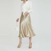 The Best Fashion Women Glossy Skirts Gypsy Flared Stretchy High Waist OL Ladies Summer Casual Long Bodycon Midi Skirt Online - Hplify