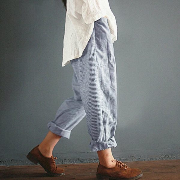 The Best Fashion Women High Waist Elastic Long Pants Baggy Casual Loose Harem Maxi Trousers Summer Outdoor Wide Leg Pants New Online - Hplify