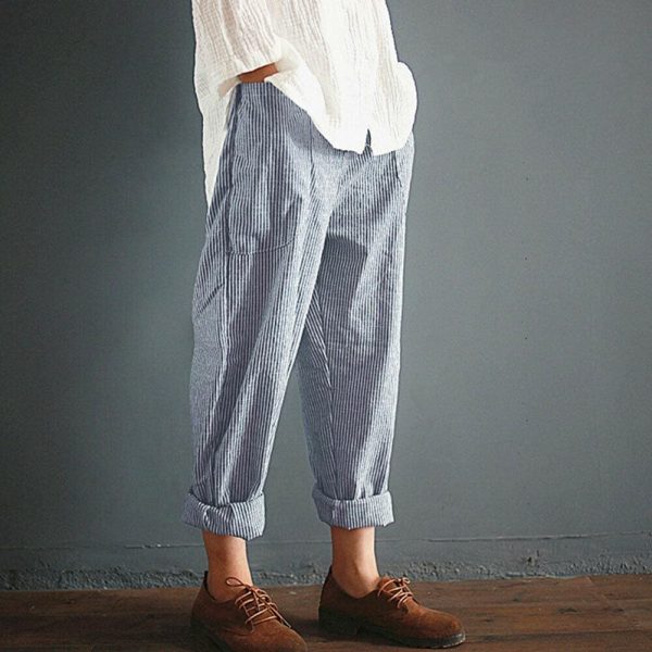 The Best Fashion Women High Waist Elastic Long Pants Baggy Casual Loose Harem Maxi Trousers Summer Outdoor Wide Leg Pants New Online - Hplify