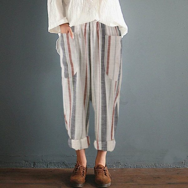 The Best Fashion Women High Waist Elastic Long Pants Baggy Casual Loose Harem Maxi Trousers Summer Outdoor Wide Leg Pants New Online - Hplify