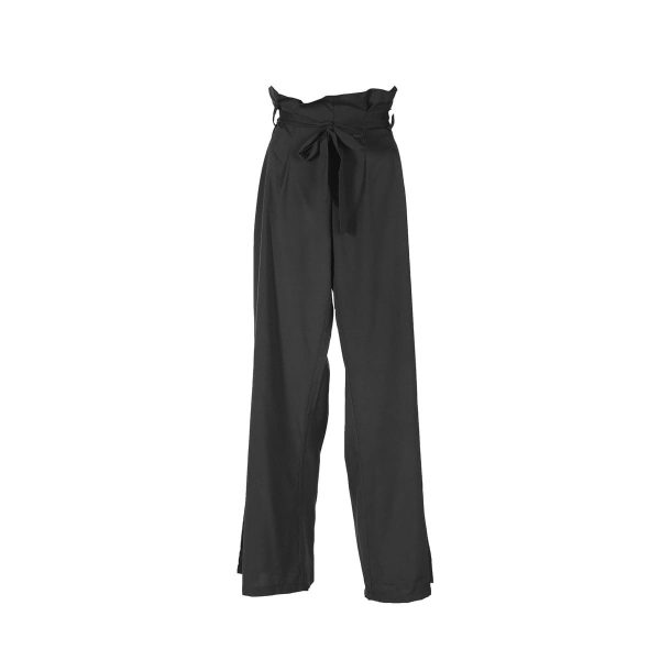 The Best Fashion Women High Waist Ruffles OL Ladies Trouser Denim Look Wide Leg Drawstring Elastic Long Loose Casual Pants Online - Hplify