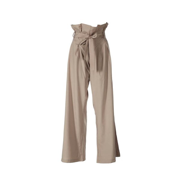 The Best Fashion Women High Waist Ruffles OL Ladies Trouser Denim Look Wide Leg Drawstring Elastic Long Loose Casual Pants Online - Hplify