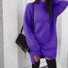 The Best Fashion Women Ladies High Collar Dress Long Batwing Sleeve Jumper Sweatshirt Knitwear Casual Pullover Blouse Tops Online - Hplify