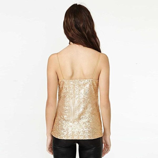 The Best Fashion Women Ladies Sexy V neck Shining Sequin Crop Top Vest Tank Top 2019 New T-Shirt Summer Clothes Streetwear Online - Hplify