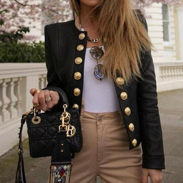 The Best Fashion Women Ladies Short Jacket OL Suit Breasted Coat Casual Long Sleeve Slim Fit Blazer Top Coat Outwear Tops Online - Hplify