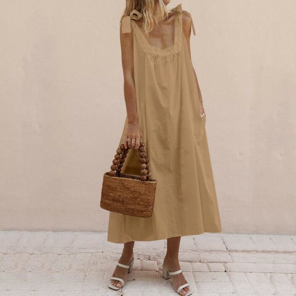 The Best Fashion Women Ladies Summer Boho Holiday Strappy Floral Long Dress Sleeveless Casual Loose Party Beach Sundress New Online - Hplify