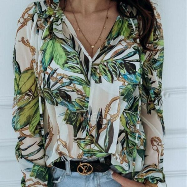 The Best Fashion Women Ladies Summer Long Sleeve Shirt V Neck Loose Casual Blouse Tops Shirt Women Holiday Clothes Online - Hplify
