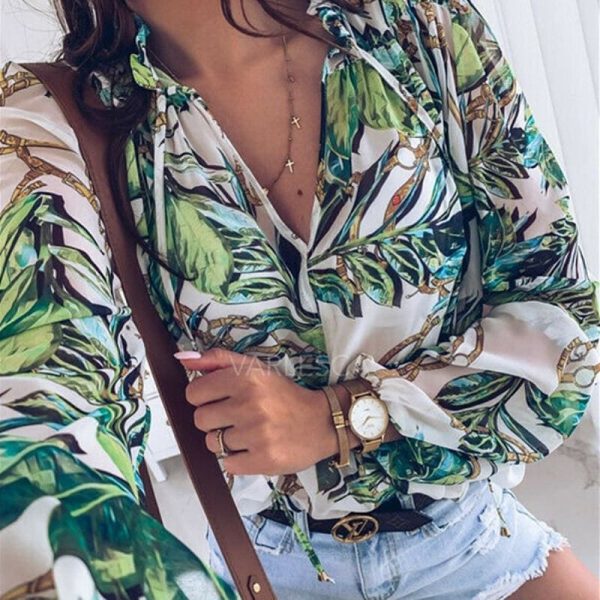The Best Fashion Women Ladies Summer Long Sleeve Shirt V Neck Loose Casual Blouse Tops Shirt Women Holiday Clothes Online - Hplify