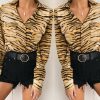The Best Fashion Women Leopard Long Sleeve Casual Loose Tops Shirt Pocket Autumn New OL Ladies Button Shirts Tee Online - Hplify