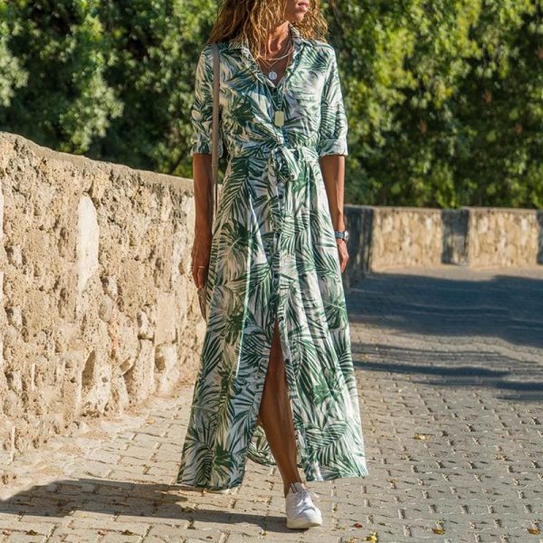 The Best Boho Floral Maxi Dress Ladies Casual Autumn Loose Sundress Online - Hplify
