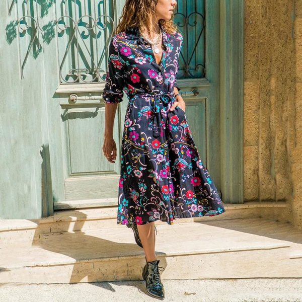 The Best Boho Floral Maxi Dress Ladies Casual Autumn Loose Sundress Online - Hplify