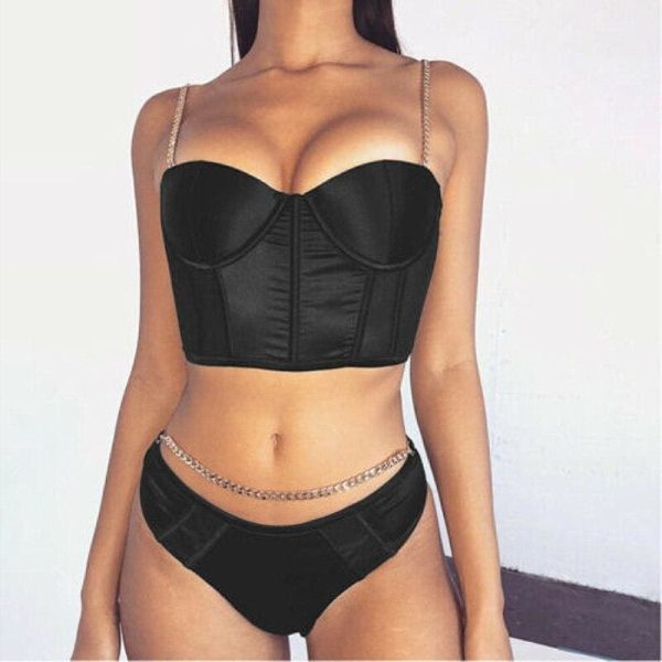 The Best Fashion Women Sexy Club Lace Up Chain Bra Crop Top Summer Ladies Casual Sleeveless  Cami Vest Blouse New Online - Hplify