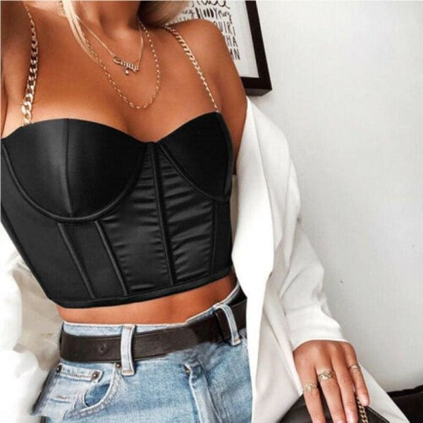 The Best Fashion Women Sexy Club Lace Up Chain Bra Crop Top Summer Ladies Casual Sleeveless  Cami Vest Blouse New Online - Hplify