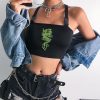 The Best Fashion Women Sexy Hot Summer Buckle Vest Boob Tube Crop Top Bralet Sheer Dragon Embroidery Stylish Cami Tank Top Online - Hplify