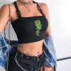 The Best Fashion Women Sexy Hot Summer Buckle Vest Boob Tube Crop Top Bralet Sheer Dragon Embroidery Stylish Cami Tank Top Online - Hplify