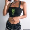 The Best Fashion Women Sexy Hot Summer Buckle Vest Boob Tube Crop Top Bralet Sheer Dragon Embroidery Stylish Cami Tank Top Online - Hplify