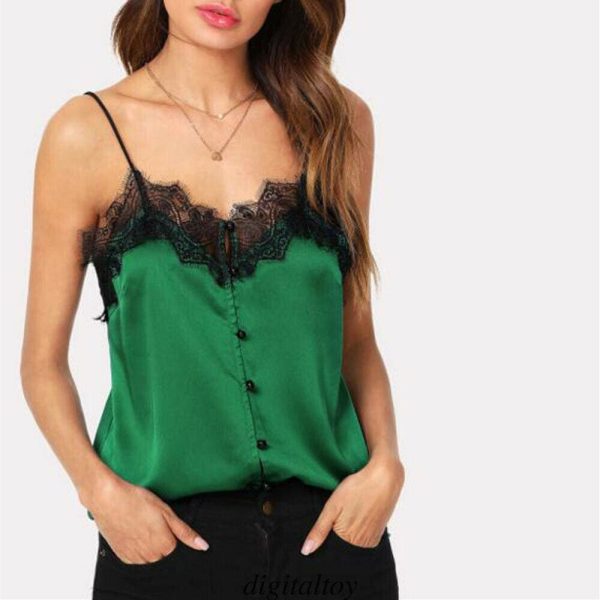 The Best Fashion Women Sexy Lace Trim Off Shoulder Vest Blouse Ladies Casual Summer Beach Sleeveless Slip Tops Shirt Online - Hplify