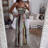 The Best Fashion Women Sleeveless Loose Wide Leg Jumpsuit Overalls Summer Holiday Stripes Bandeau Casual Trousers Romper Online - Hplify