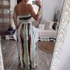 The Best Fashion Women Sleeveless Loose Wide Leg Jumpsuit Overalls Summer Holiday Stripes Bandeau Casual Trousers Romper Online - Hplify