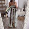 The Best Fashion Women Sleeveless Loose Wide Leg Jumpsuit Overalls Summer Holiday Stripes Bandeau Casual Trousers Romper Online - Hplify
